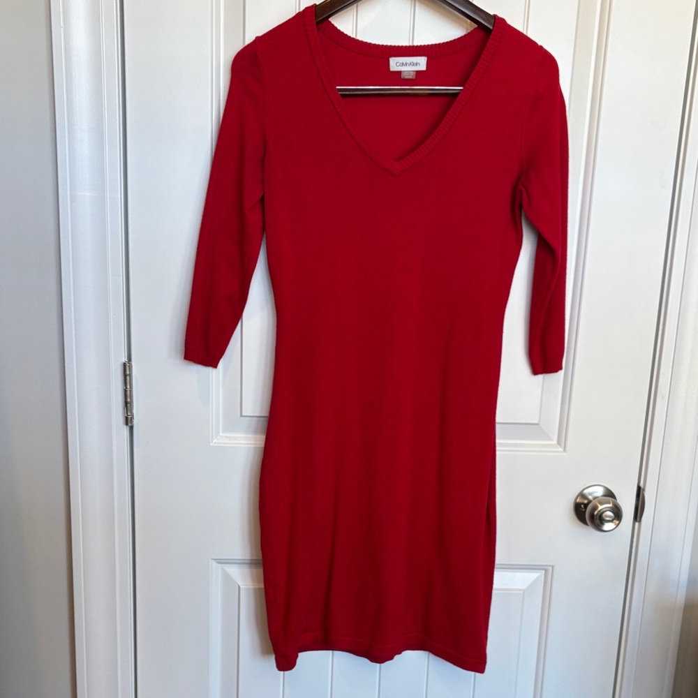 Calvin Klein Scarlet Long Sleeve Dress